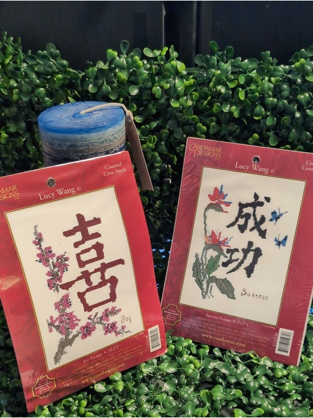 2x Candamar Designs Lucy Wang Cross Stitch Kits - Joy & Success -